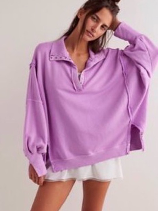 Free People Tops - Free People We the Free Camden Henley Sweatshirt Lavender Purple Size M